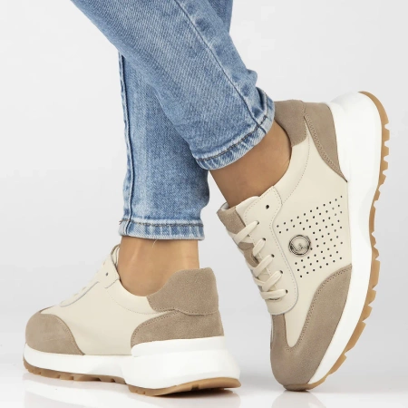 Beżowe sneakersy damskie BRIGIDA