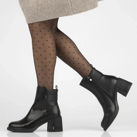 Czarne skórzane botki damskie GIULIA