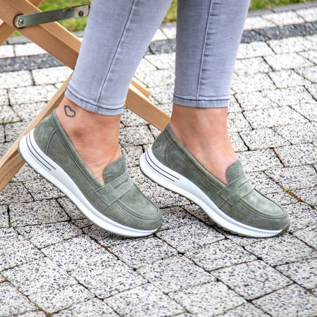 Zielone mokasyny damskie Martina