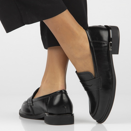 Czarne mokasyny damskie ADELE