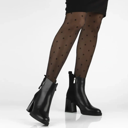 Czarne skórzane botki damskie Rose