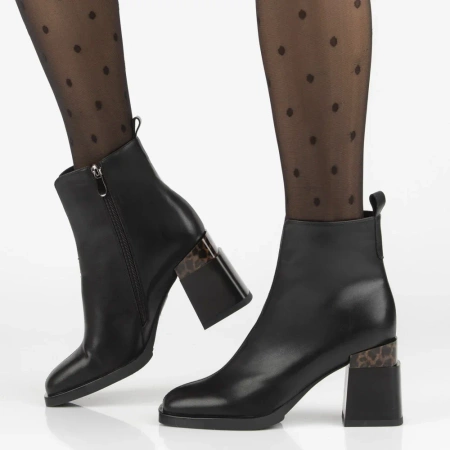 Czarne skórzane botki damskie Anabell