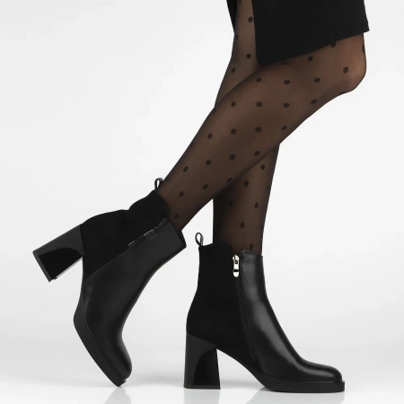Czarne skórzane botki damskie Rose