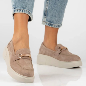 Beżowe mokasyny damskie ELENA 