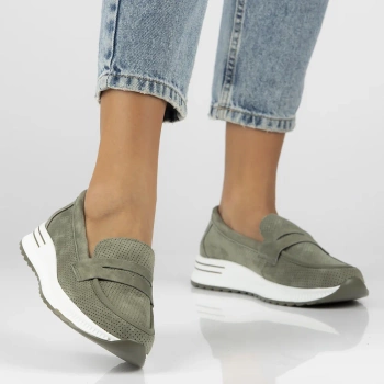 Zielone mokasyny damskie Martina