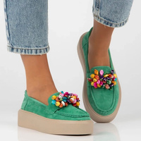 Zielone mokasyny damskie CARLA